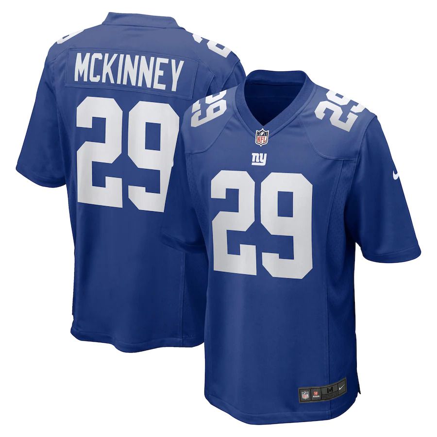 Men New York Giants 29 Xavier McKinney Nike Blue Game NFL Jersey